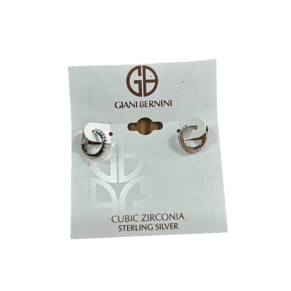 Giani Bernini Cubic Zirconia Mini Cuff Studs and Pearl Stud Earrings NWT 925 - Picture 4 of 5